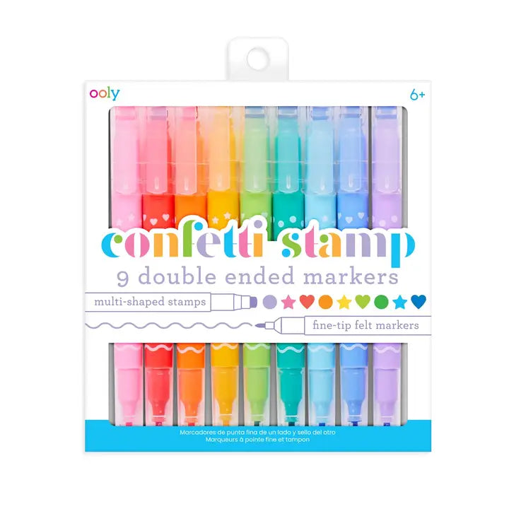 Confetti Stamp Double Ended Markers (Set Of 9)