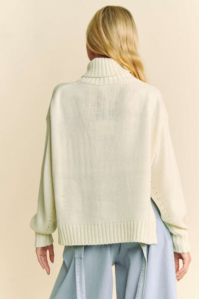 "Head In The Clouds" High Neck Loose Fit Knit Sweater