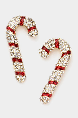 "Love You Snow" Candy Cane Christmas Earrings