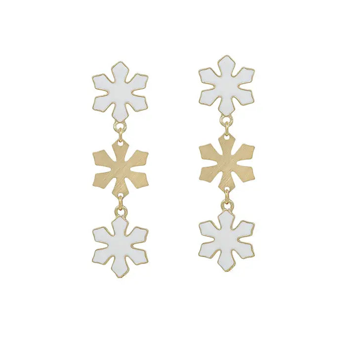 "Making a Wish" Gold Metal Snowflake Drop Earrings