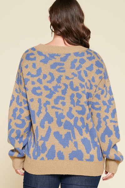 "Your Heart Knows" Plus Leopard Print Knit Sweater