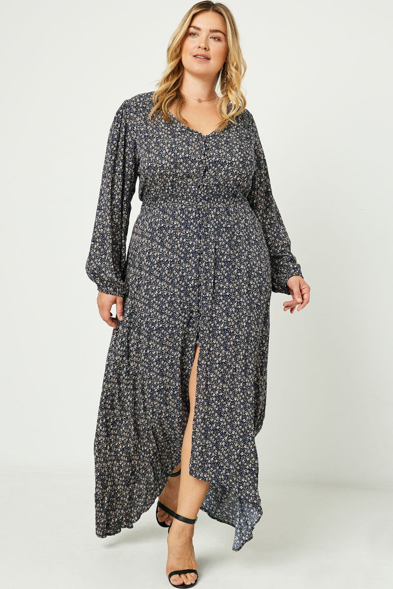 "Never Stray" Plus Floral Long Sleeve Maxi Dress