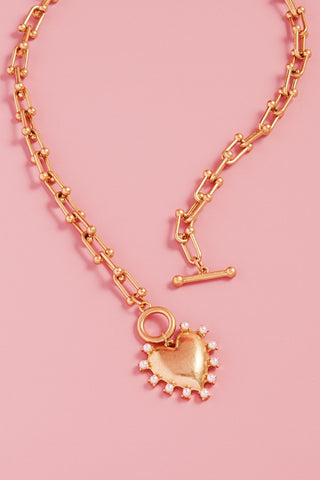 "Not Like Her" Pearl Point Heart Pendant Necklace