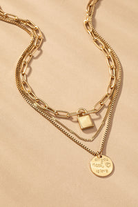 "All You Need Is Love" Mixed Chain Pendant Necklace