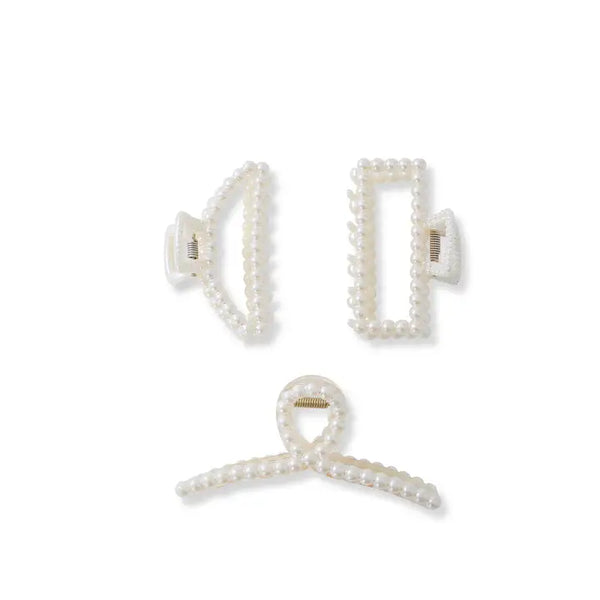 "Time To Unwind" 3 Piece Pearl Claw Clip Set