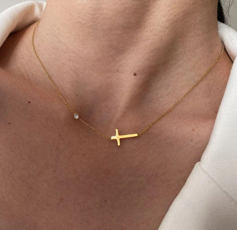 Finding The Beauty Vintage Style Gold Cross Necklace