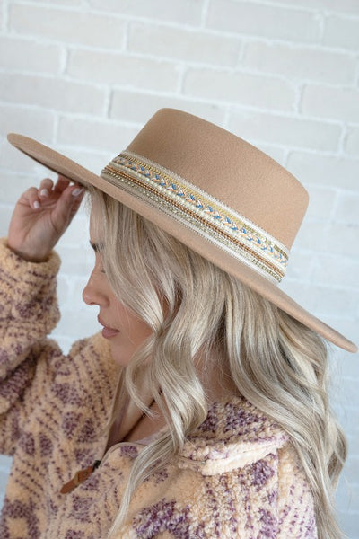 "Blaze" Wide Brim Beaded Band Hat