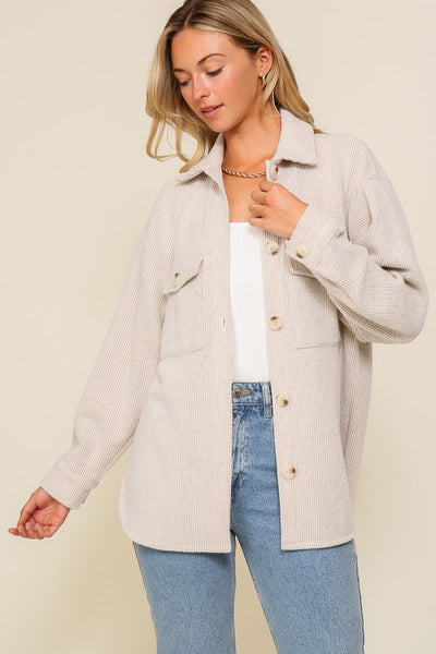 "Southern Delight" Plus Brushed Button Shacket