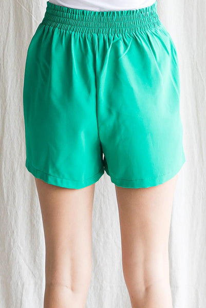 "My Time" Plus Solid Front Tuck Shorts