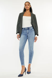 KanCan "Opal" Mid Rise Raw Hem Ankle Skinny Jean