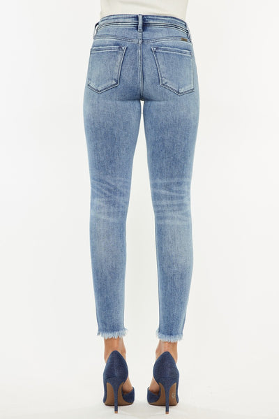 KanCan "Opal" Mid Rise Raw Hem Ankle Skinny Jean