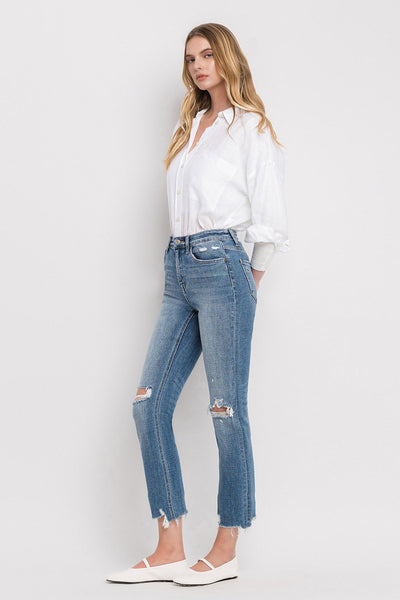 Flying Monkey "Sophie" High Rise Distressed Hem Jean