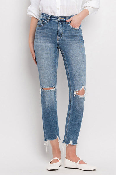 Flying Monkey "Sophie" High Rise Distressed Hem Jean