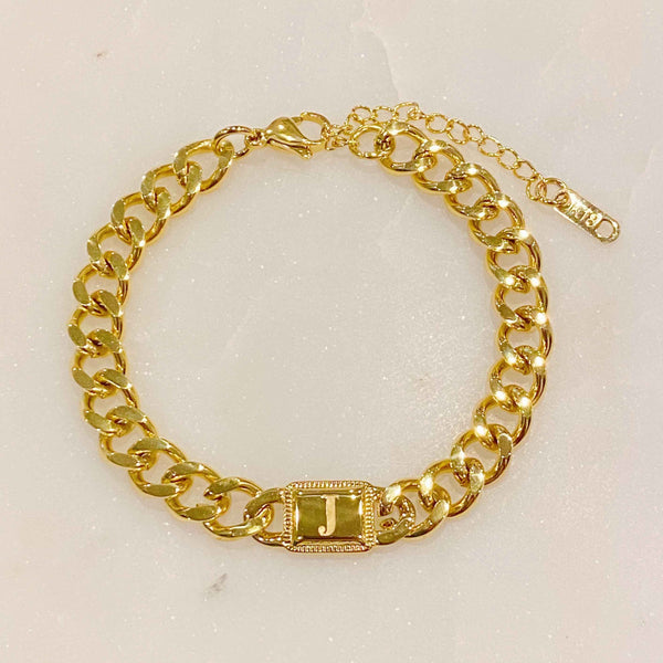 A Girl Like Me Cuban Chain Initial Bracelet