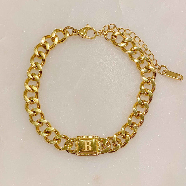 A Girl Like Me Cuban Chain Initial Bracelet