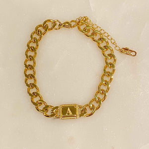 A Girl Like Me Cuban Chain Initial Bracelet