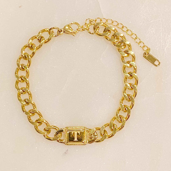 A Girl Like Me Cuban Chain Initial Bracelet