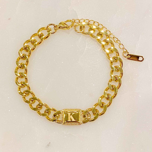 A Girl Like Me Cuban Chain Initial Bracelet