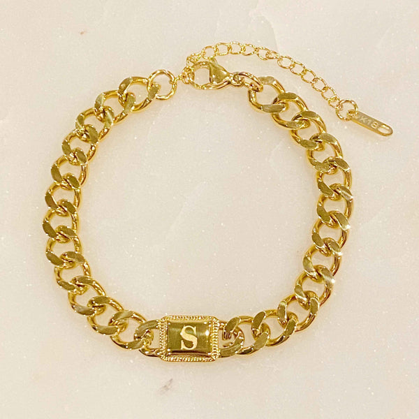 A Girl Like Me Cuban Chain Initial Bracelet