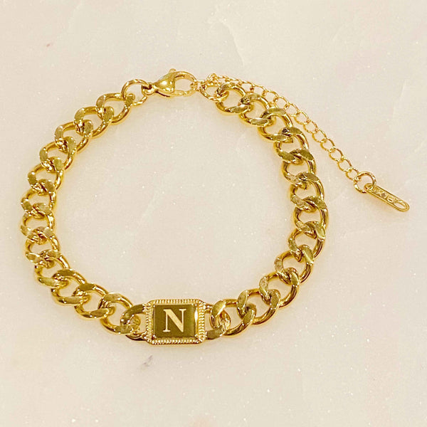 A Girl Like Me Cuban Chain Initial Bracelet