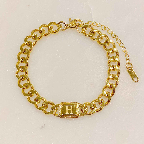 A Girl Like Me Cuban Chain Initial Bracelet