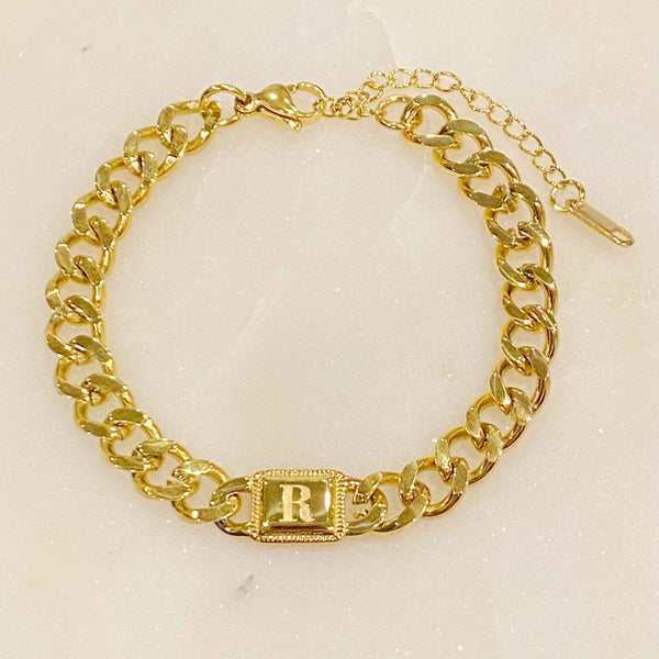 A Girl Like Me Cuban Chain Initial Bracelet