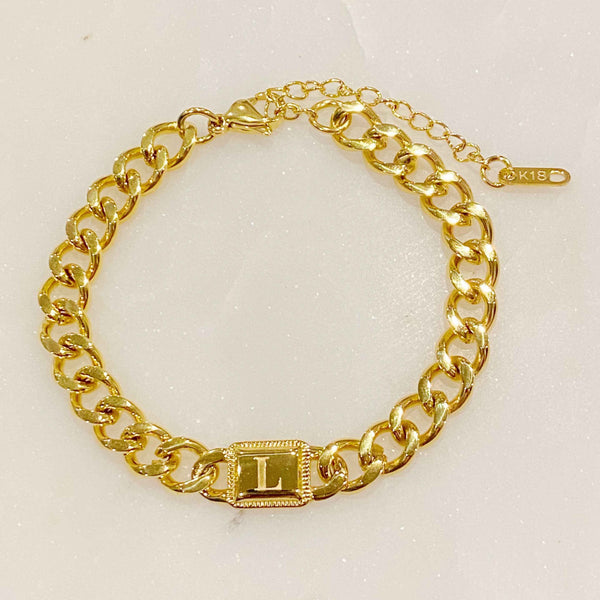 A Girl Like Me Cuban Chain Initial Bracelet