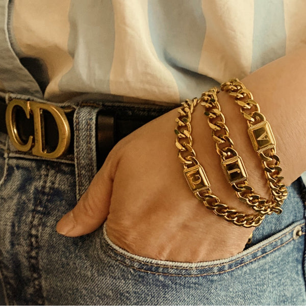 A Girl Like Me Cuban Chain Initial Bracelet