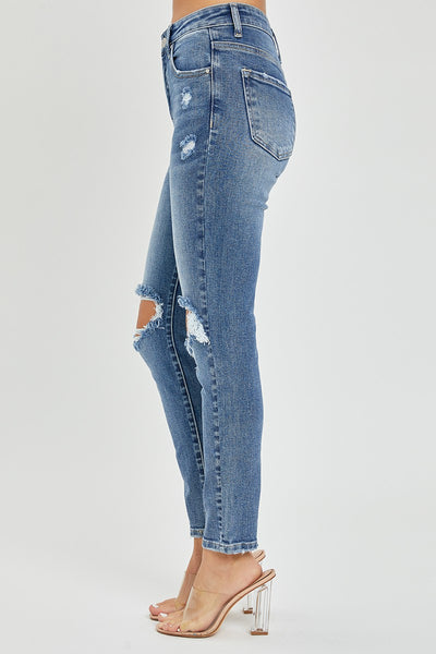 Risen "Adisyn" High Rise Knee Distressed Skinny Jean