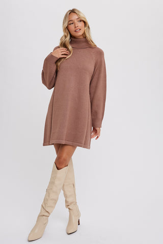 "On A Dime" Turtleneck Sweater Dress