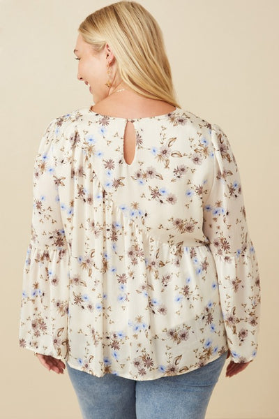 "Morning Blooms" Plus Satin Floral Top