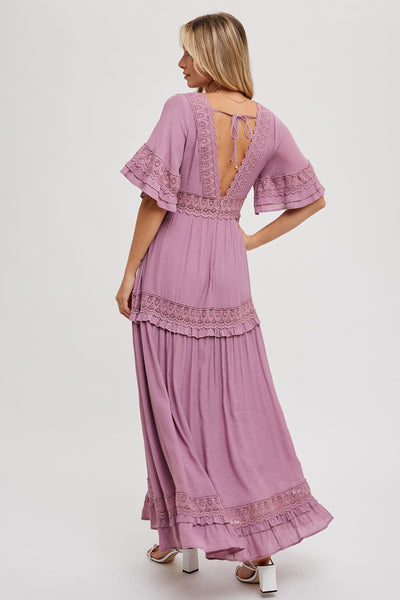 "Dreaming Big" Lace Trim Maxi Dress