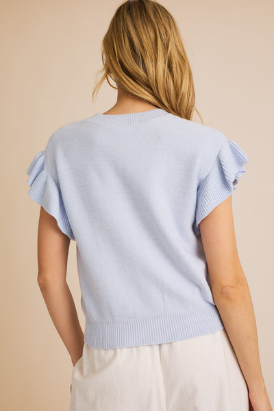 "What's New" Knitted Ruffle Sleeve Top