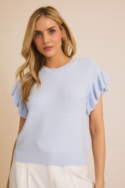 "What's New" Knitted Ruffle Sleeve Top