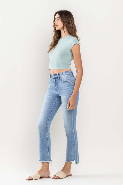 Vervet "Marley" High Rise Raw Step Hem Crop Flare Jeans