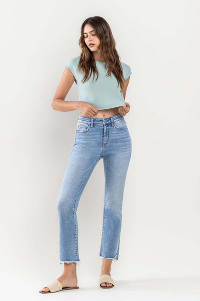 Vervet "Marley" High Rise Raw Step Hem Crop Flare Jeans