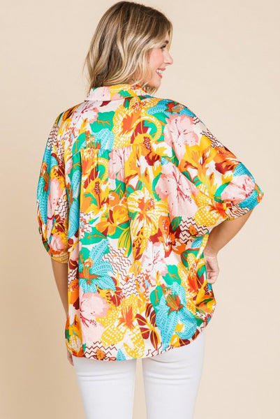 "Sticking To It" Multicolor Button Down Top