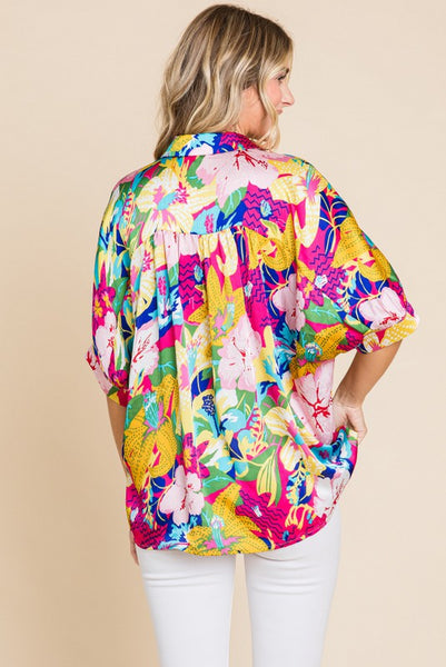 "Sticking To It" Multicolor Button Down Top