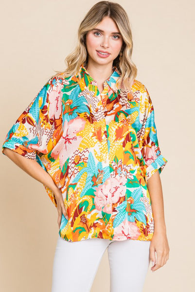 "Sticking To It" Multicolor Button Down Top