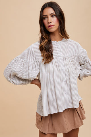 High Stakes Relaxed Fit Button Down Top