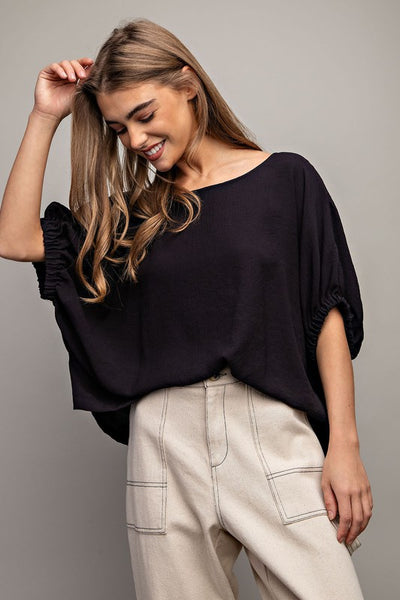 "In My Element" Elastic Sleeve Blouse