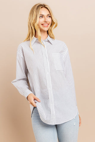 It's Too Easy Striped Button Down Top