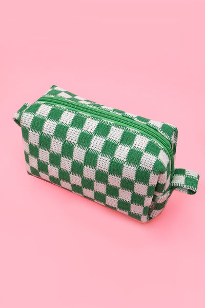 Checkered Makeup/Pencil Pouch Bag