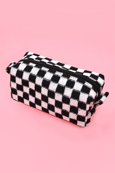 Checkered Makeup/Pencil Pouch Bag