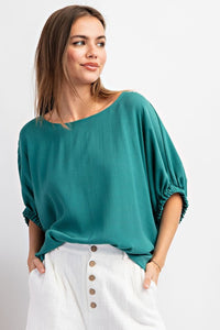 "In My Element" Elastic Sleeve Blouse