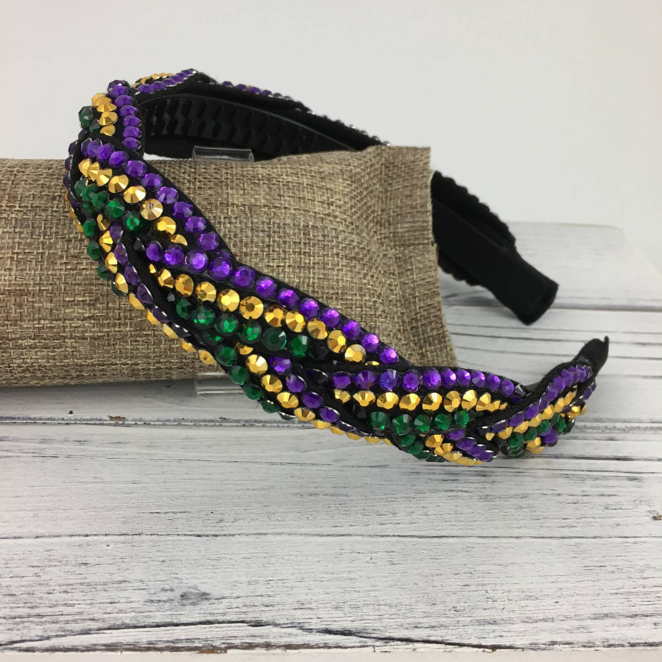 "Around Town" Braided Rhinestone Mardi Gras Headband