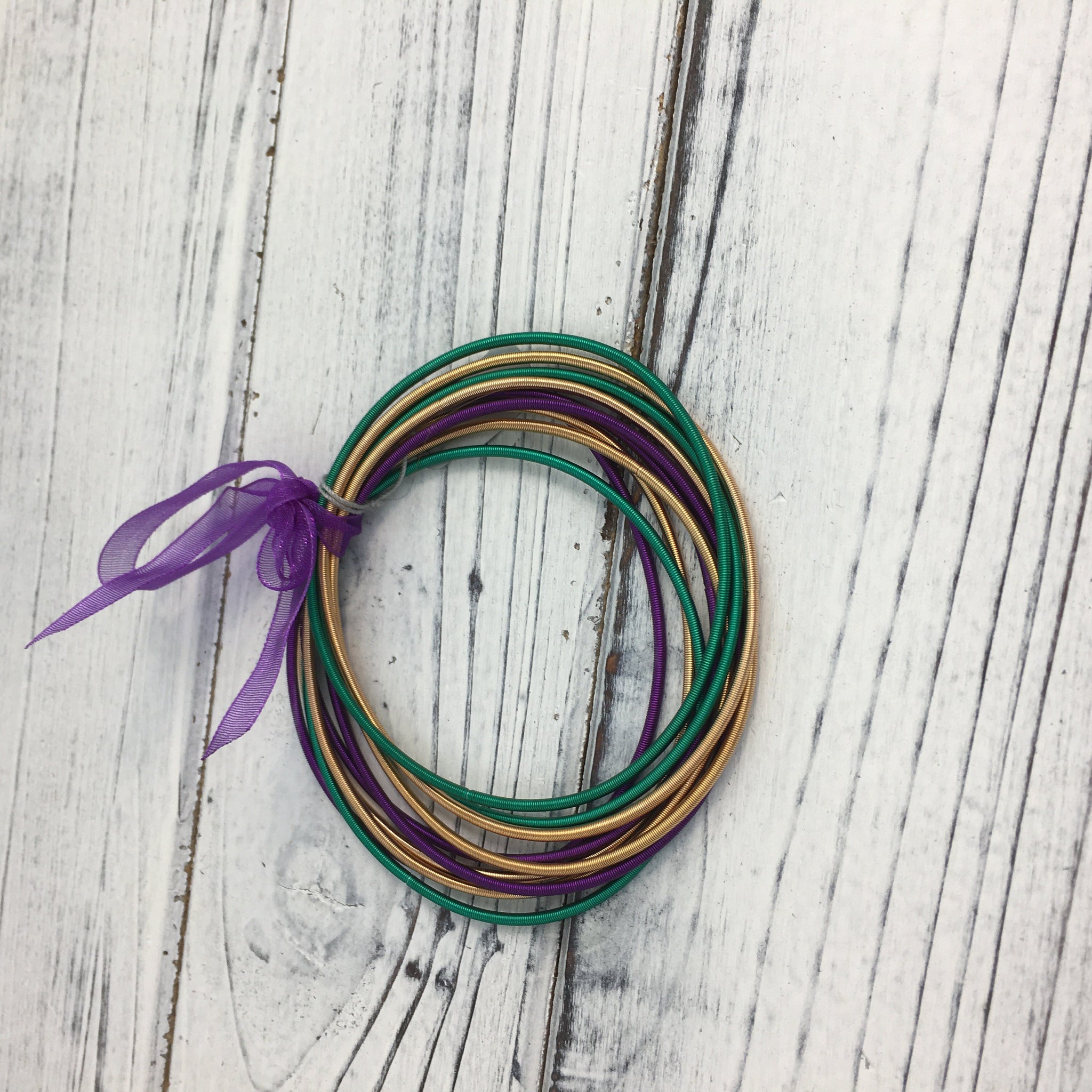 "Just Looking" Mardi Gras Guitar String Bracelets