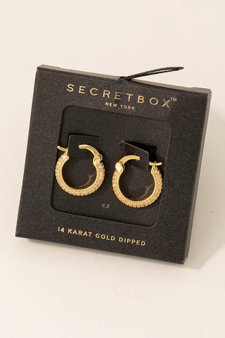 Be The Moment Gold Dipped Pave Latch Hoop Earrings
