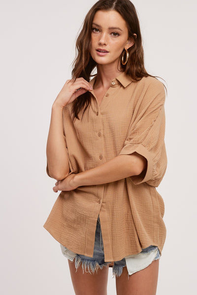 Take You Out Oversized Button Down Top