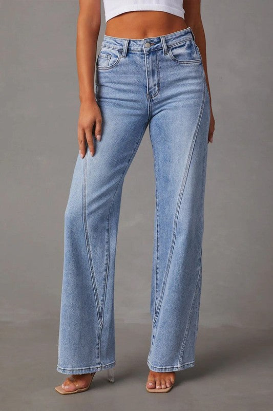 "Grover" Loose Patchwork Wide-Leg Denim Pants